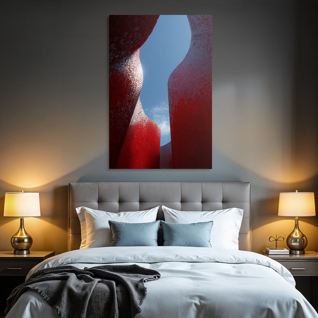 Moderne Moderne Curvilineare Formen Rot Blaür Himmel