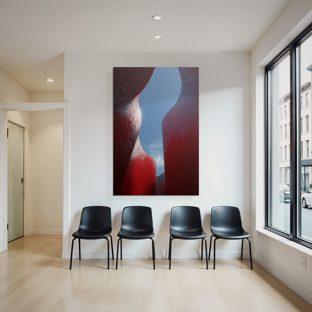 Moderne Moderne Curvilineare Formen Rot Blaür Himmel