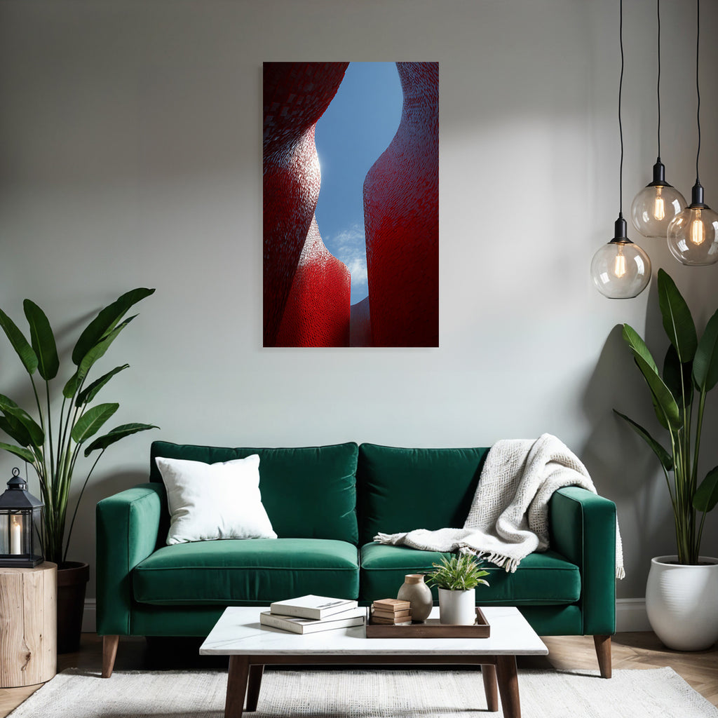 Moderne Moderne Curvilineare Formen Rot Blaür Himmel