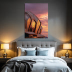 Moderne Moderne Eckige Formen Glas Und Metal Hintergrund Bunte Sunset