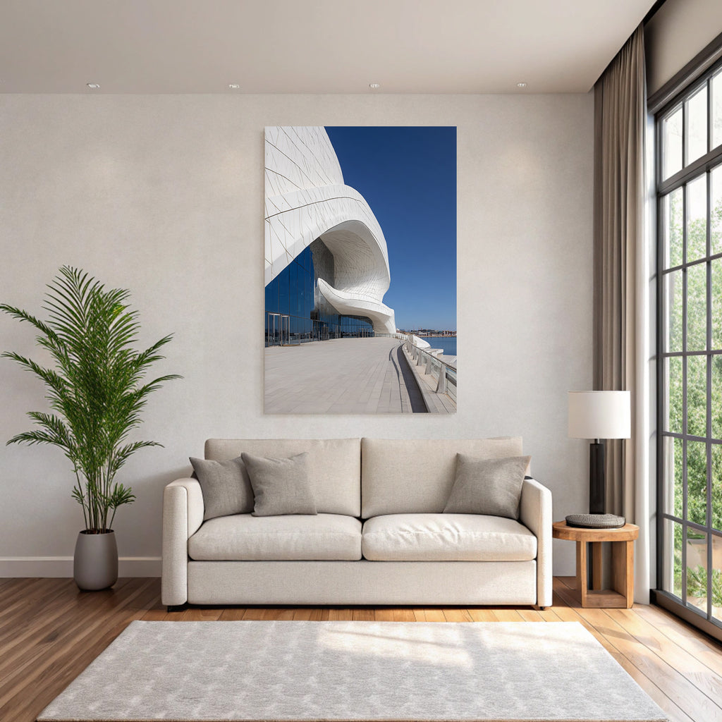 Moderne Moderne Fliessende Formen Helle Fenster Weisse Aussenansicht
