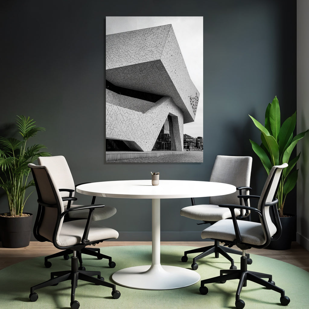 Moderne Moderne Geometrische Fassade Jutende Elemente