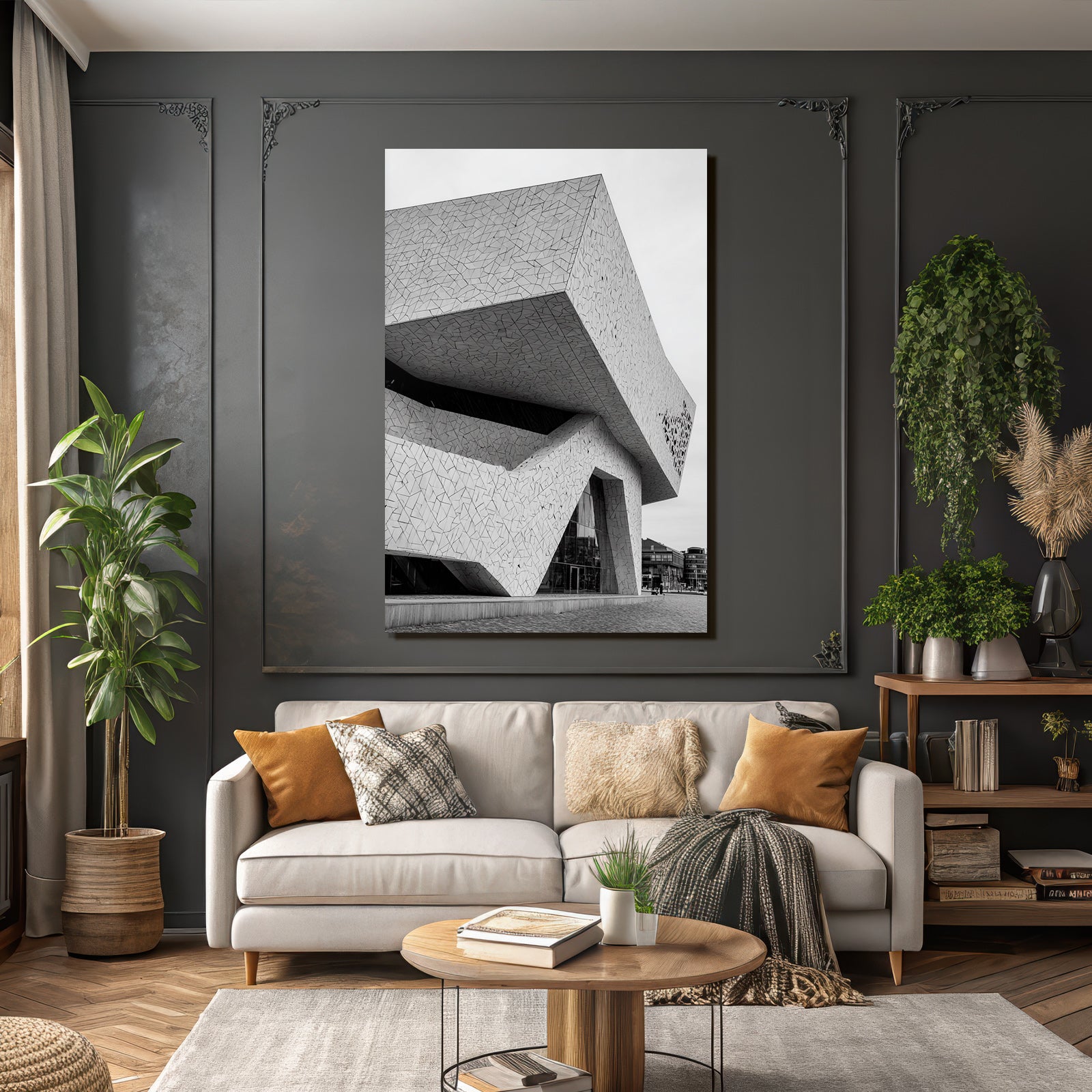 Moderne Moderne Geometrische Fassade Jutende Elemente