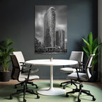 Moderne Moderne Highrise Gebäude Mit Geschwungenem Design Im Schwarzweiss