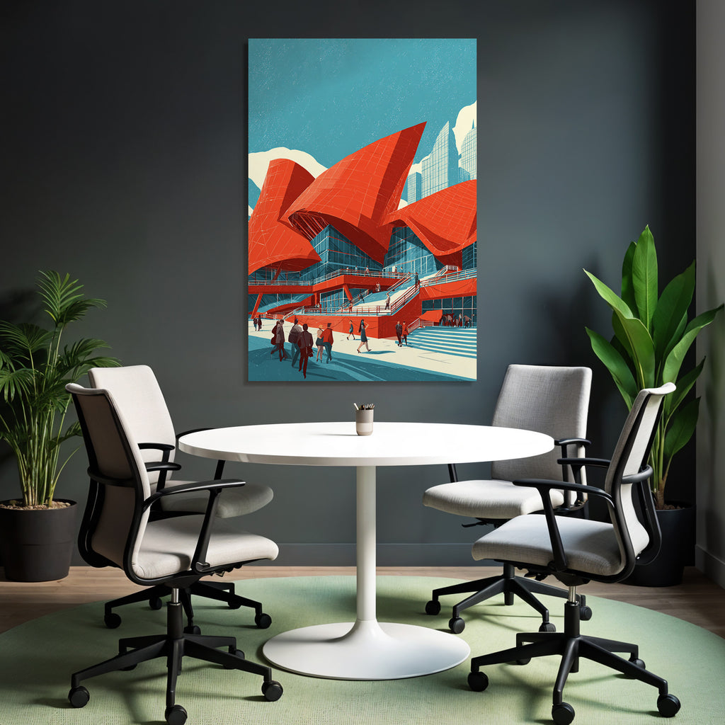 Moderne Moderne Rot Blau Stadtleben