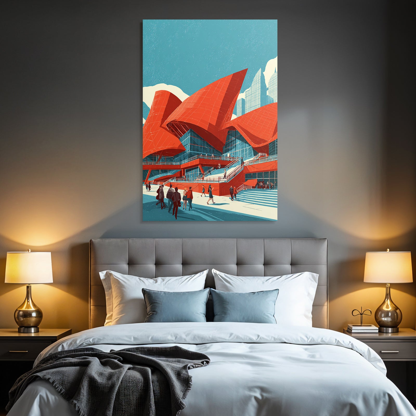 Moderne Moderne Rot Blau Stadtleben