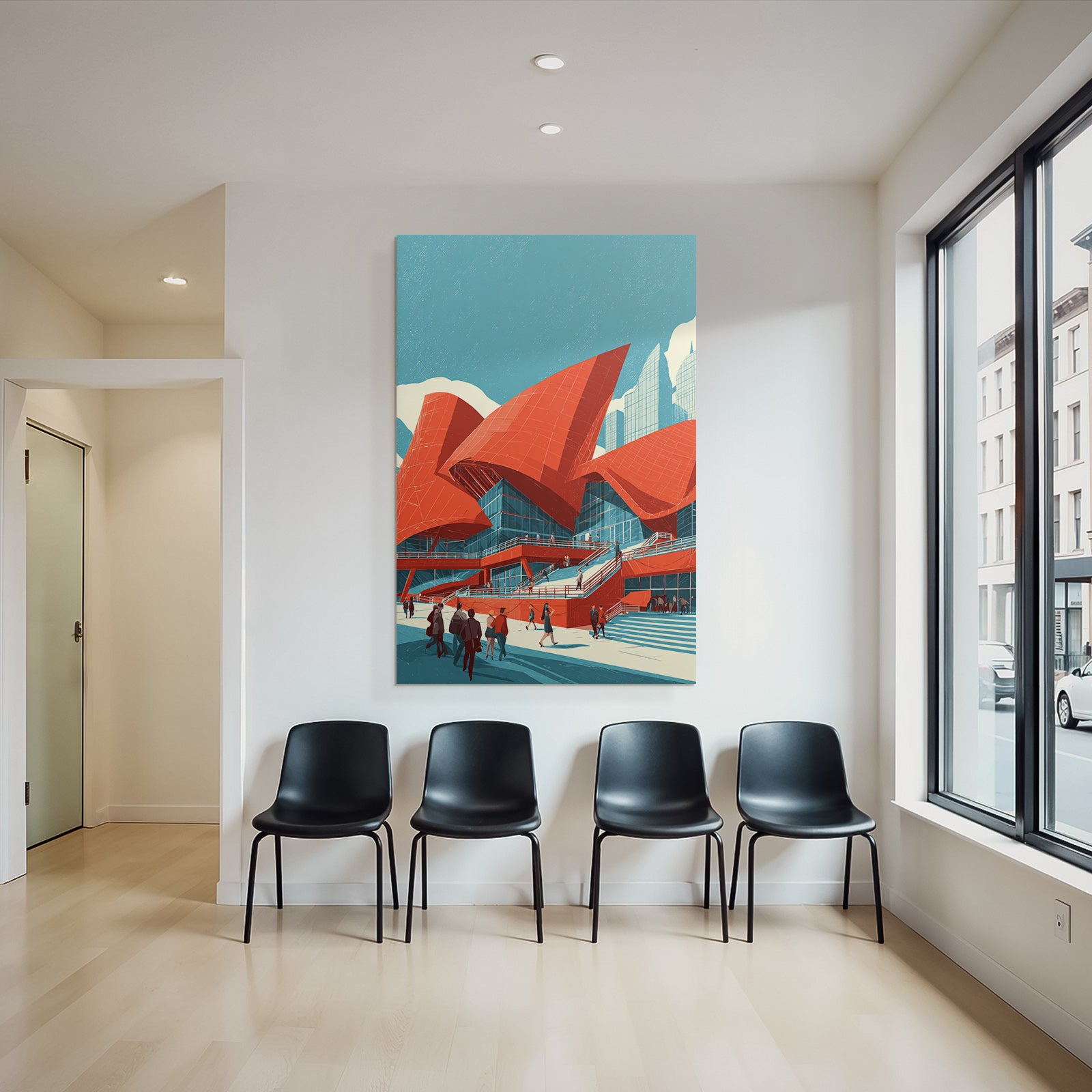 Moderne Moderne Rot Blau Stadtleben