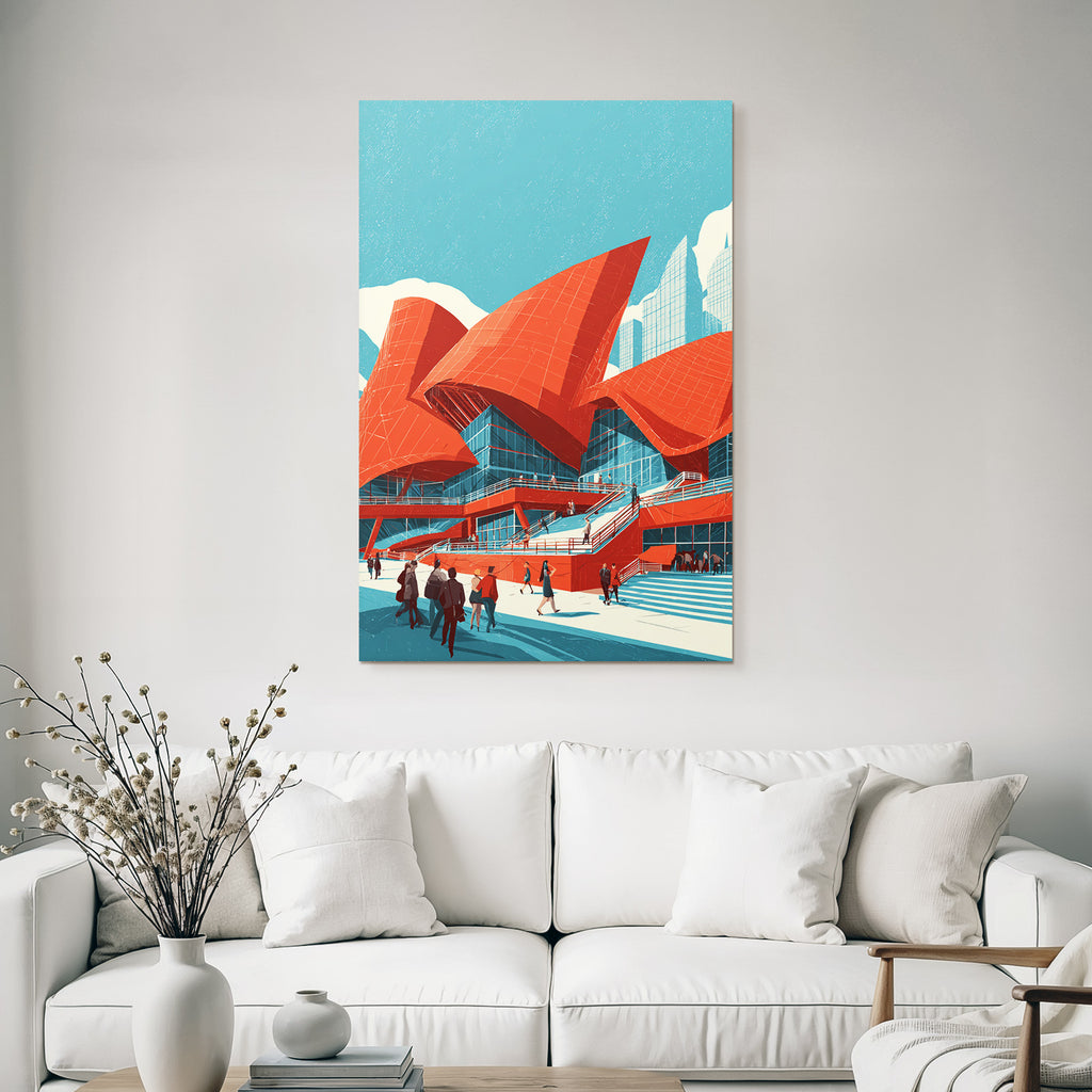 Moderne Moderne Rot Blau Stadtleben