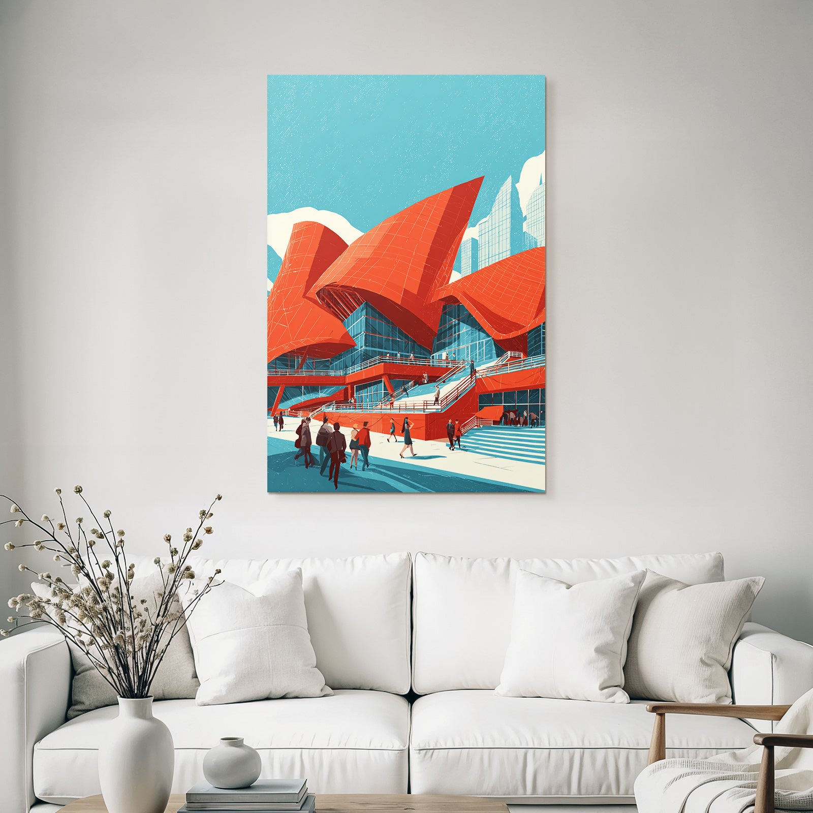 Moderne Moderne Rot Blau Stadtleben
