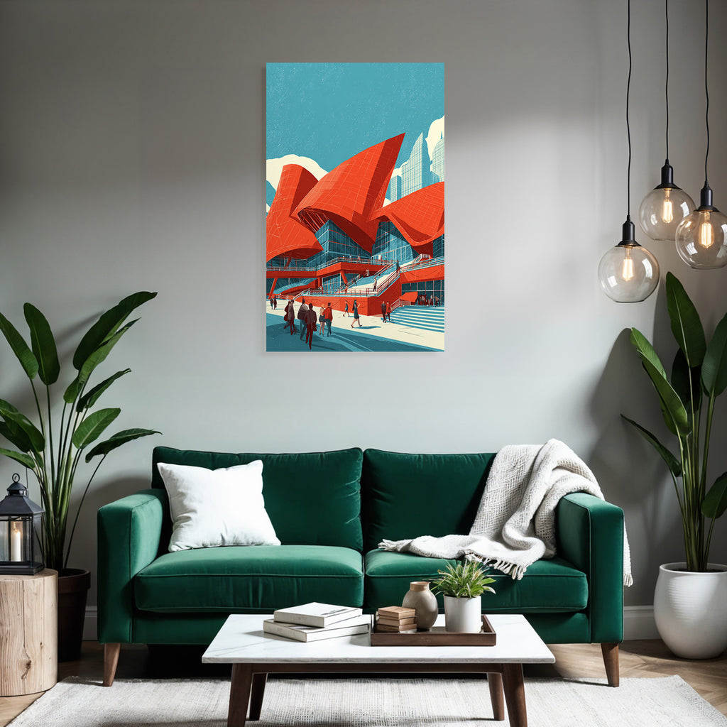 Moderne Moderne Rot Blau Stadtleben