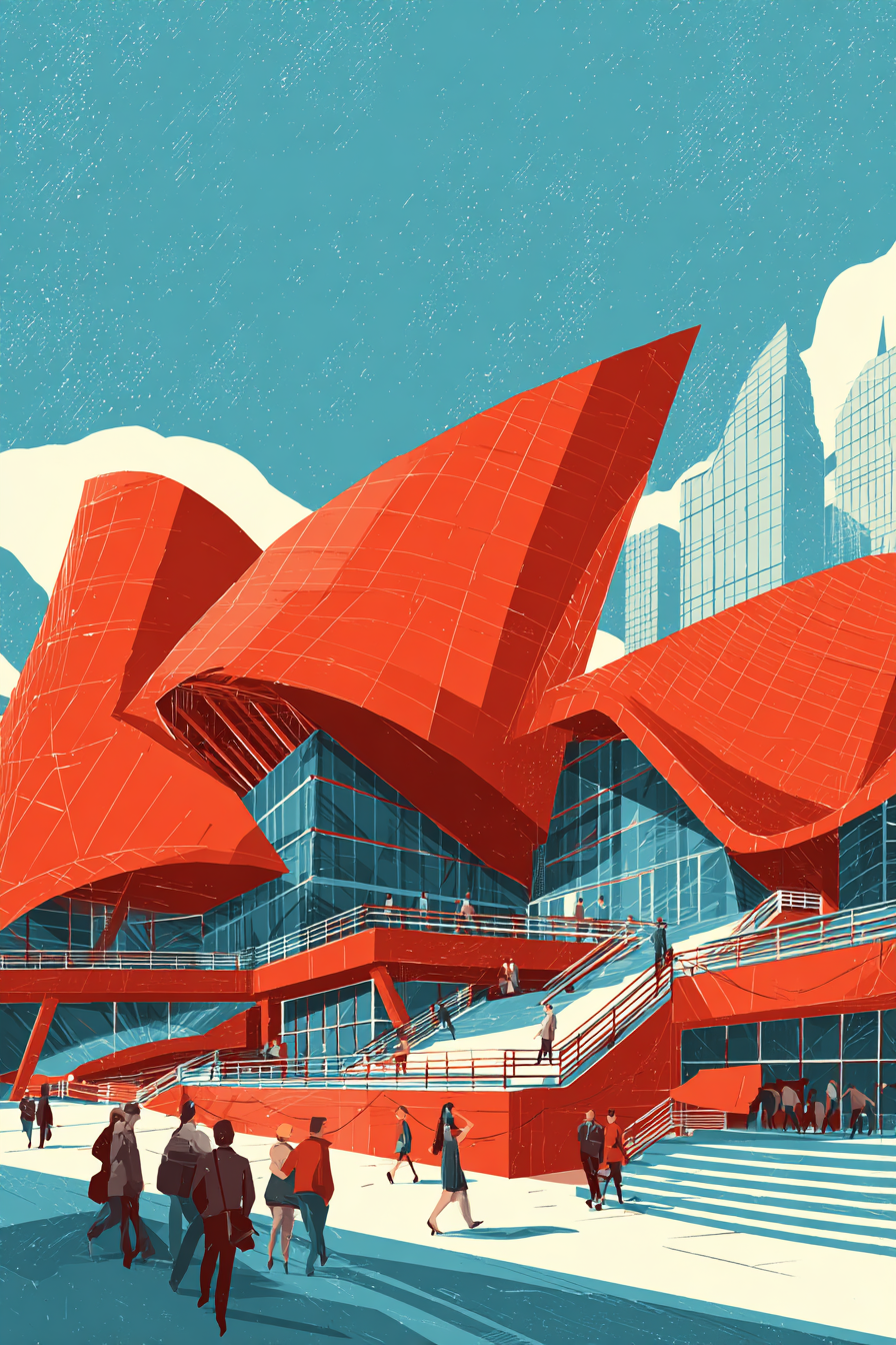 Moderne Moderne Rot Blau Stadtleben | Moderne Architektur | Architektur