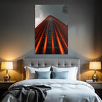 Moderne Moderne Skyscraper Mit Orange Leuchten Bei Nacht