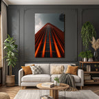 Moderne Moderne Skyscraper Mit Orange Leuchten Bei Nacht