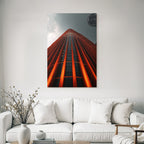 Moderne Moderne Skyscraper Mit Orange Leuchten Bei Nacht
