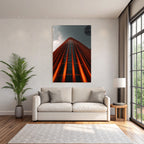Moderne Moderne Skyscraper Mit Orange Leuchten Bei Nacht