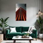 Moderne Moderne Skyscraper Mit Orange Leuchten Bei Nacht