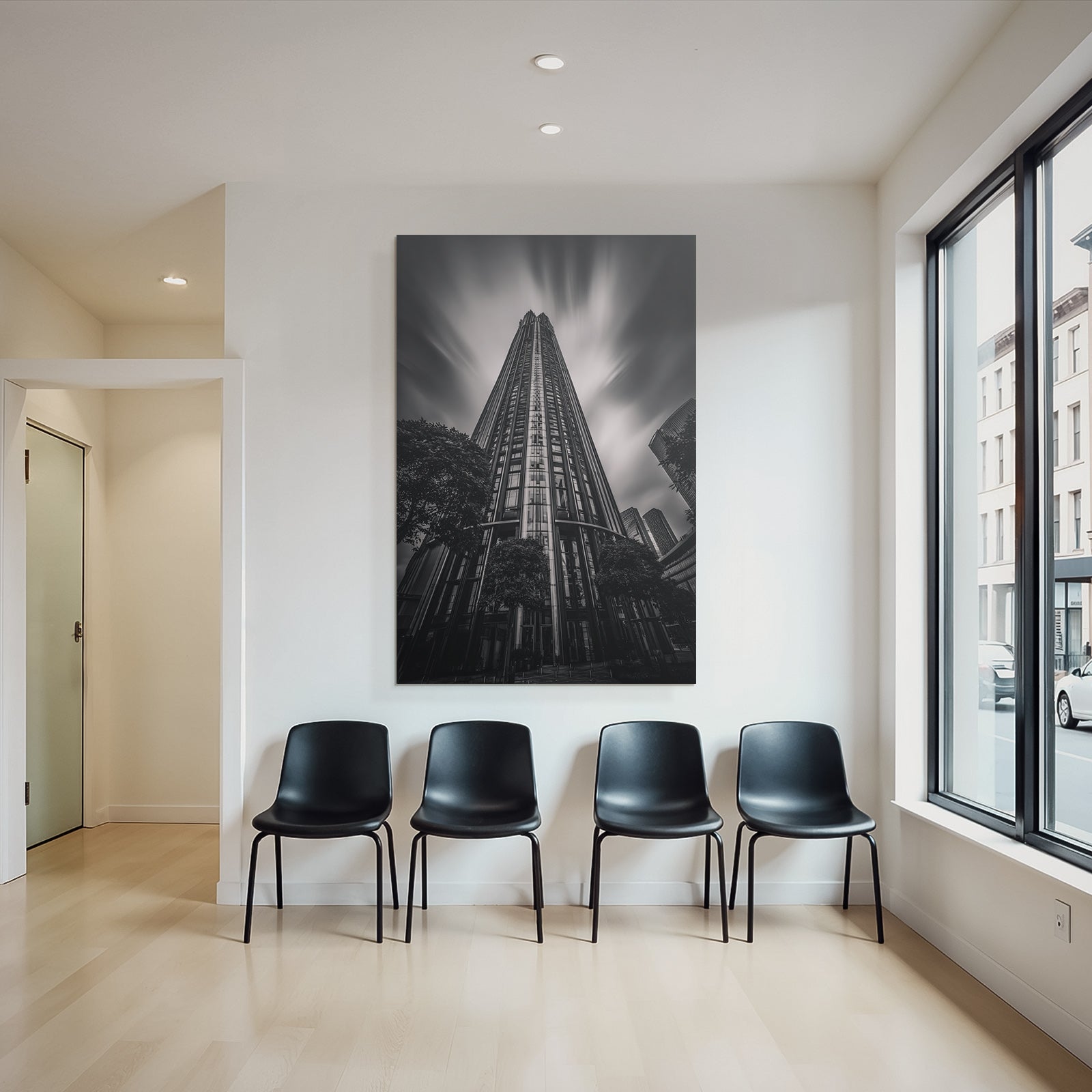 Moderne Schwarz Weiss Hochhaus Fotografie Mit Langzeitbelichtung