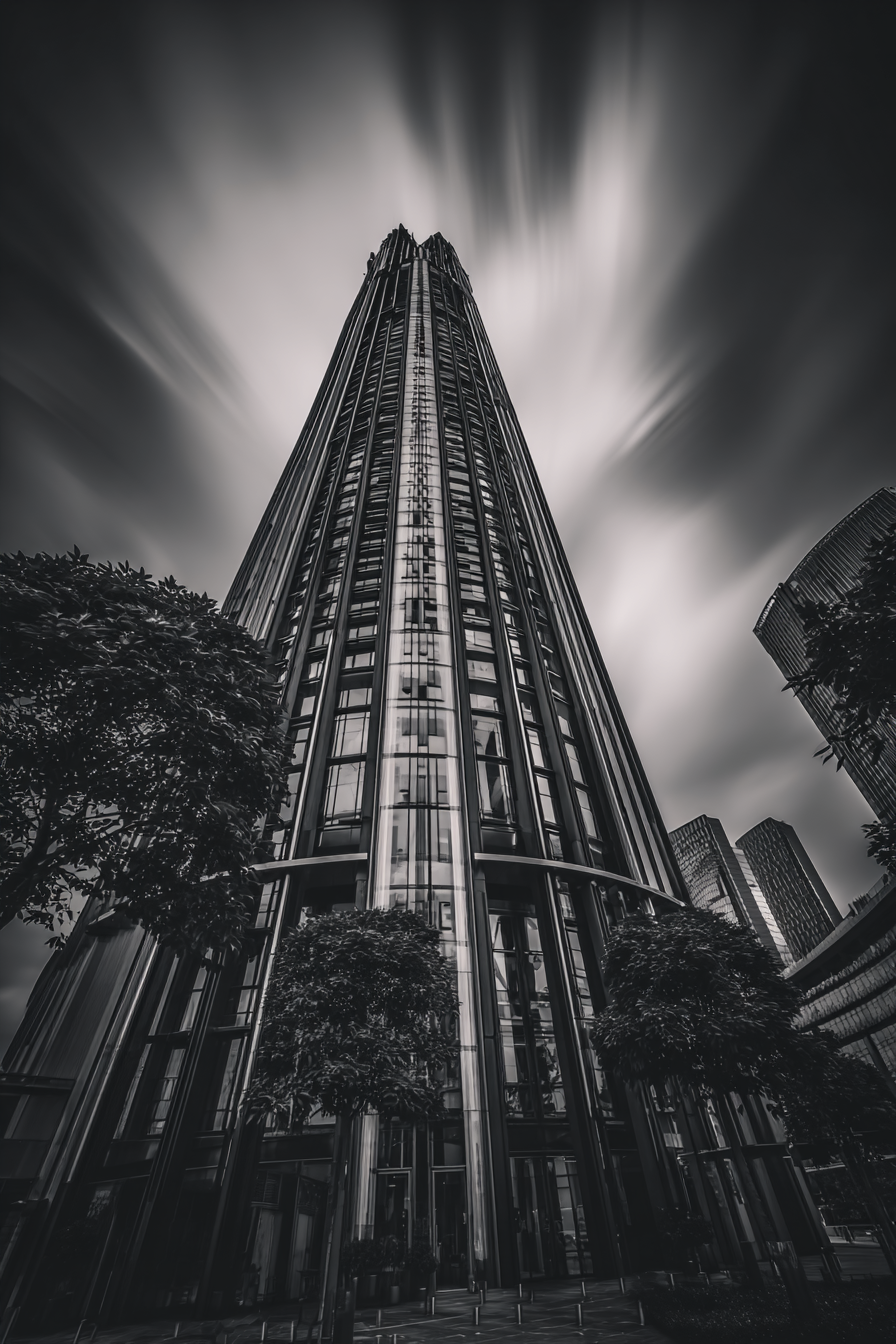 Moderne Schwarz Weiss Hochhaus Fotografie Mit Langzeitbelichtung | Moderne Architektur | Architektur