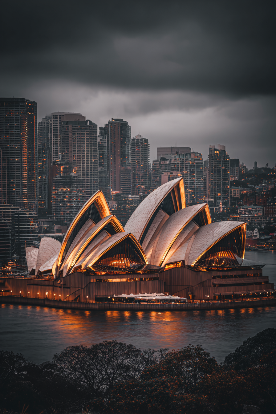 Moderne Sydney Opera House Skyline Moody Sky | Moderne Architektur | Architektur