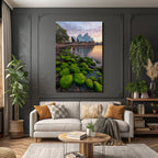 Moderne Szenischer Ausblick Sydney Opera House Mit Felsen Und Moos Im Hintergrund Sonnenuntergang
