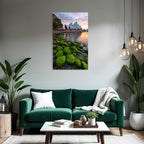 Moderne Szenischer Ausblick Sydney Opera House Mit Felsen Und Moos Im Hintergrund Sonnenuntergang
