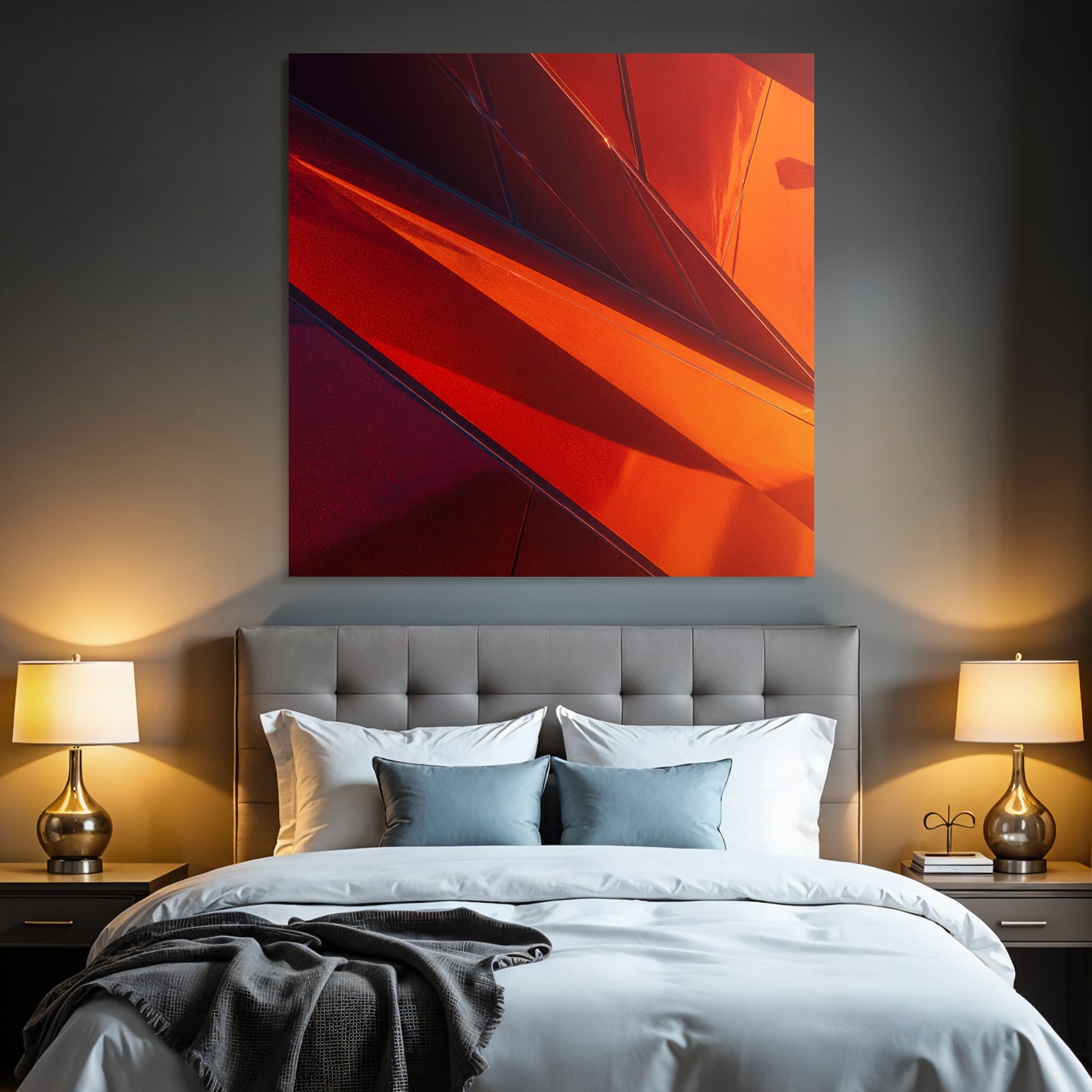 Moderne Abstrakte Fotografie Geometrische Formen Rot Orange Reflektierende Oberflächen