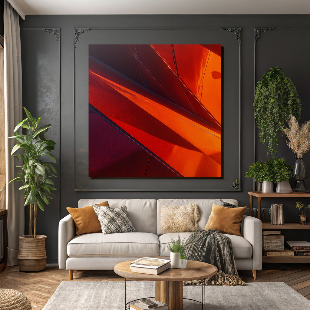 Moderne Abstrakte Fotografie Geometrische Formen Rot Orange Reflektierende Oberflächen