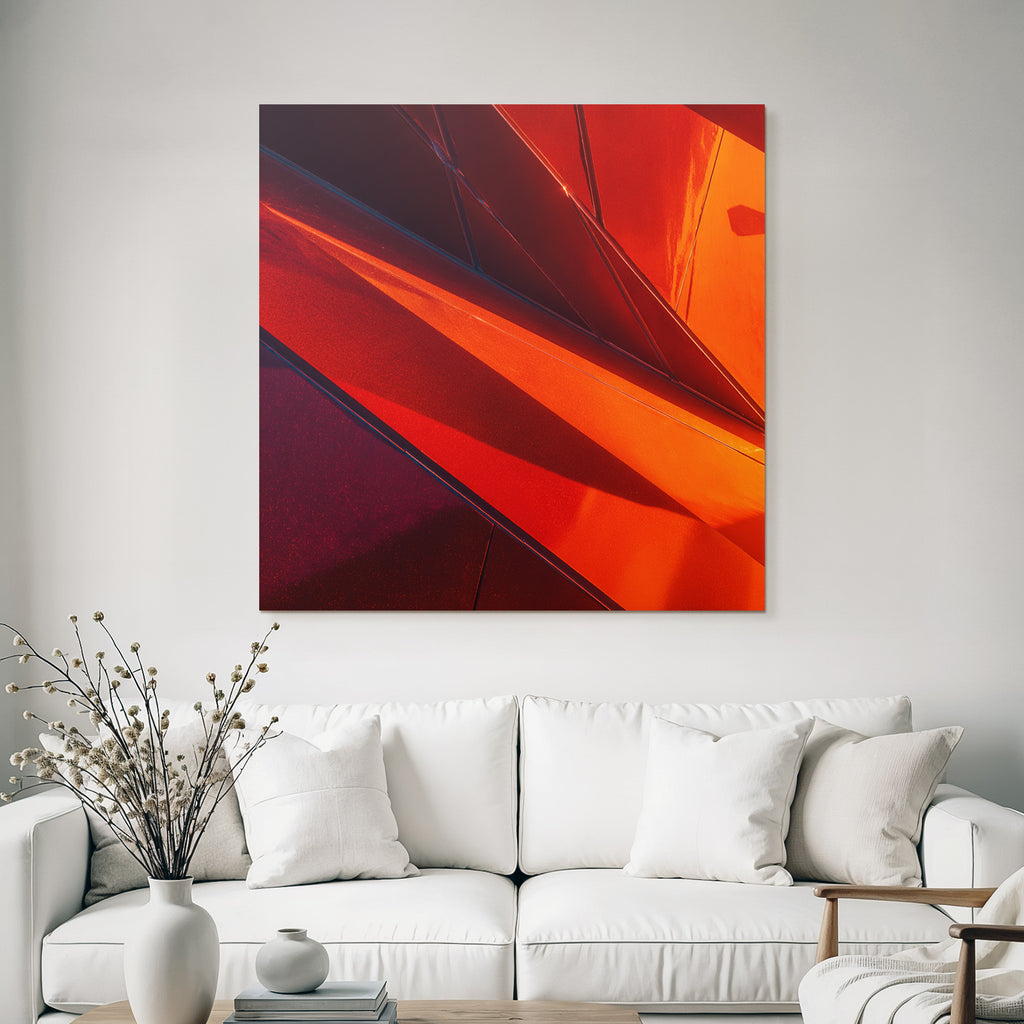 Moderne Abstrakte Fotografie Geometrische Formen Rot Orange Reflektierende Oberflächen