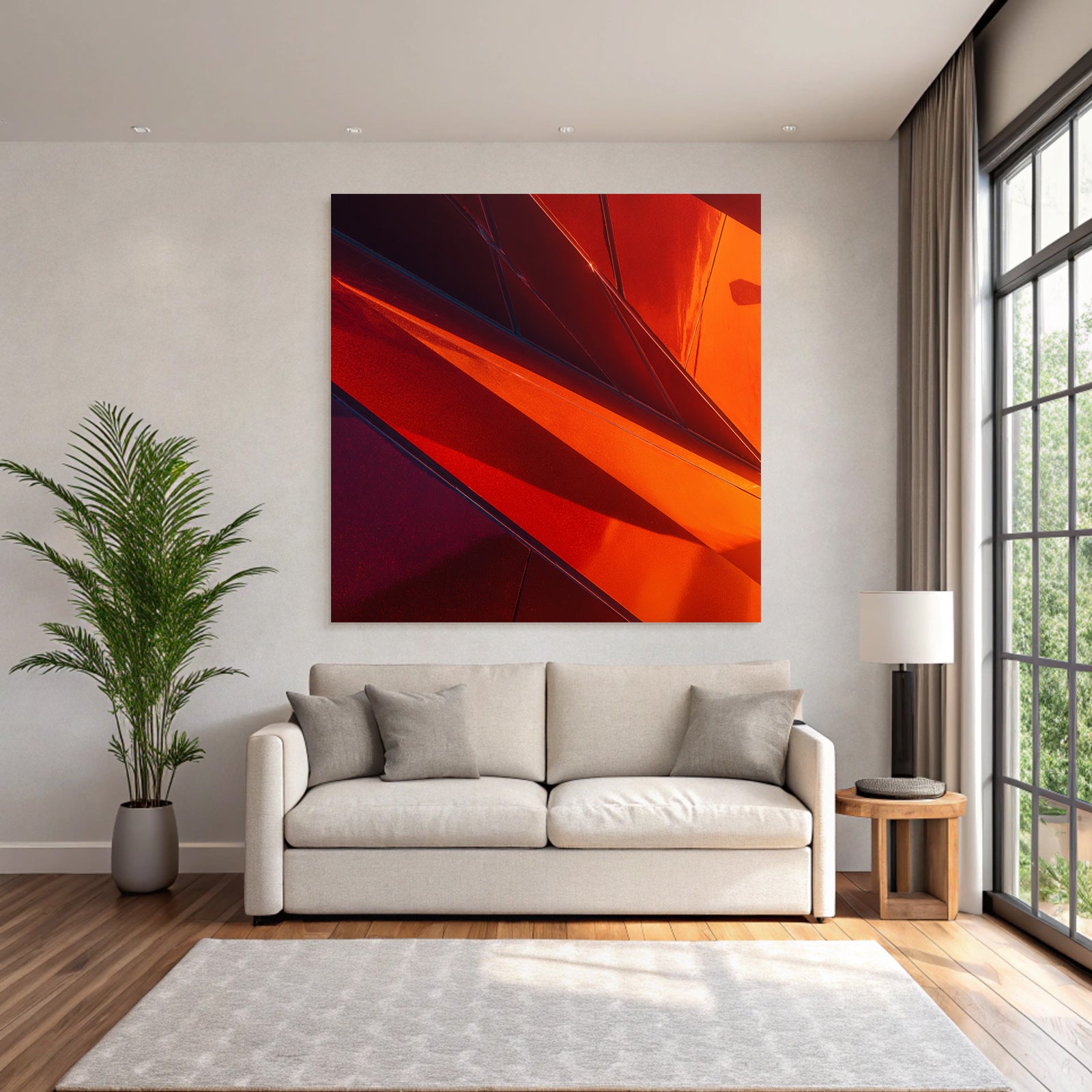 Moderne Abstrakte Fotografie Geometrische Formen Rot Orange Reflektierende Oberflächen