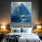Moderne Blaür Pyramidenstruktur Im Wasser Surrealistische Landscape