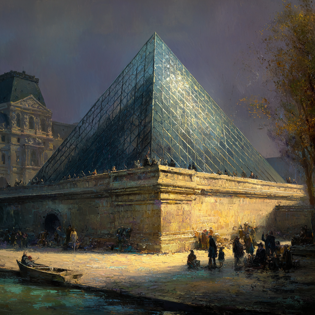 Moderne Glas Pyramide Louvre Museum Paris Impressionistisch | Moderne Architektur | Architektur