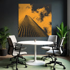 Moderne Hochhaus Aus Der Perspektive In Orange Und Schwarz Mit Wolken