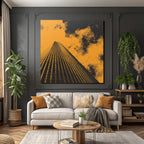 Moderne Hochhaus Aus Der Perspektive In Orange Und Schwarz Mit Wolken