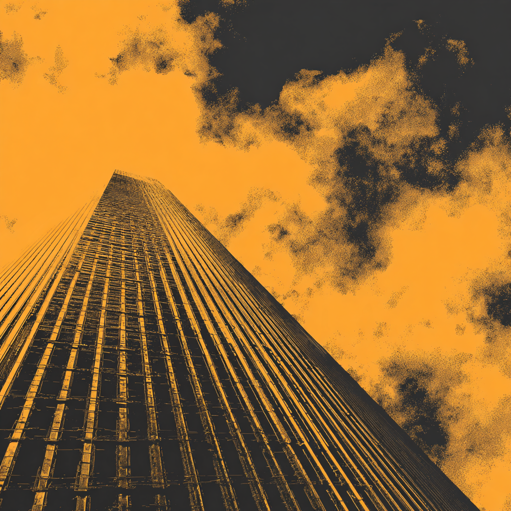 Moderne Hochhaus Aus Der Perspektive In Orange Und Schwarz Mit Wolken | Moderne Architektur | Architektur