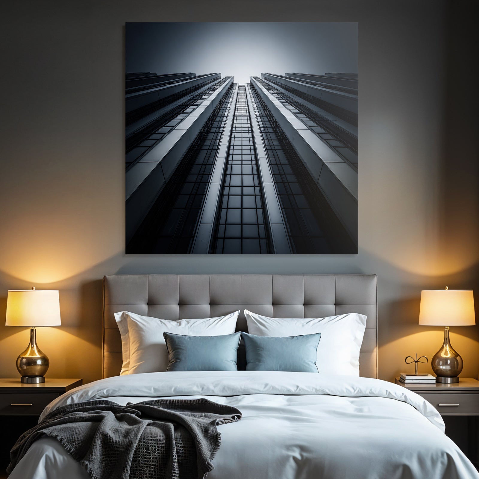 Moderne Hohe Modern Glas Metall Sleek Konstruktion Monochromatisch