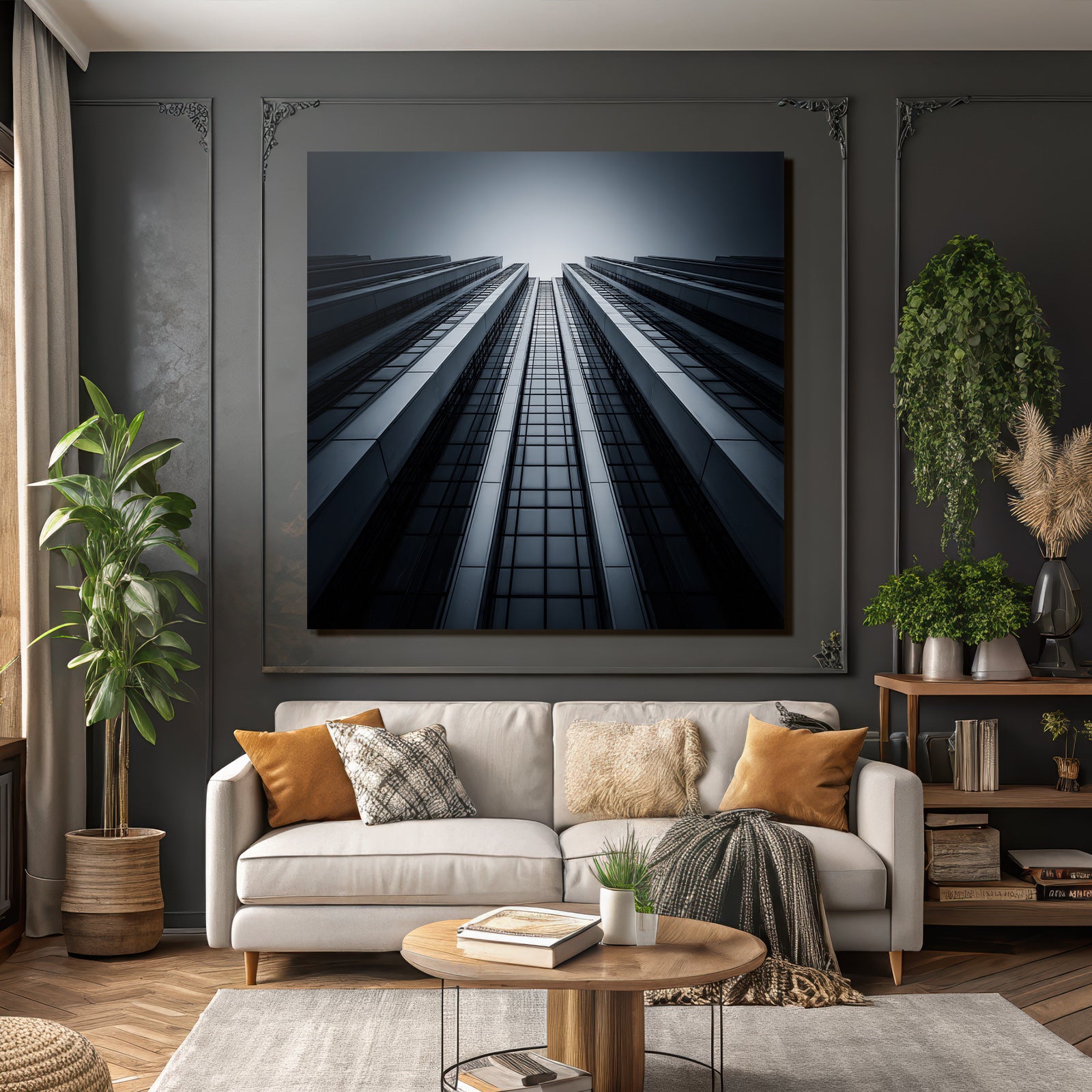 Moderne Hohe Modern Glas Metall Sleek Konstruktion Monochromatisch