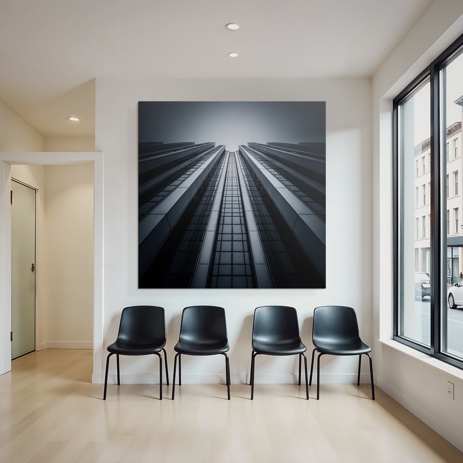 Moderne Hohe Modern Glas Metall Sleek Konstruktion Monochromatisch
