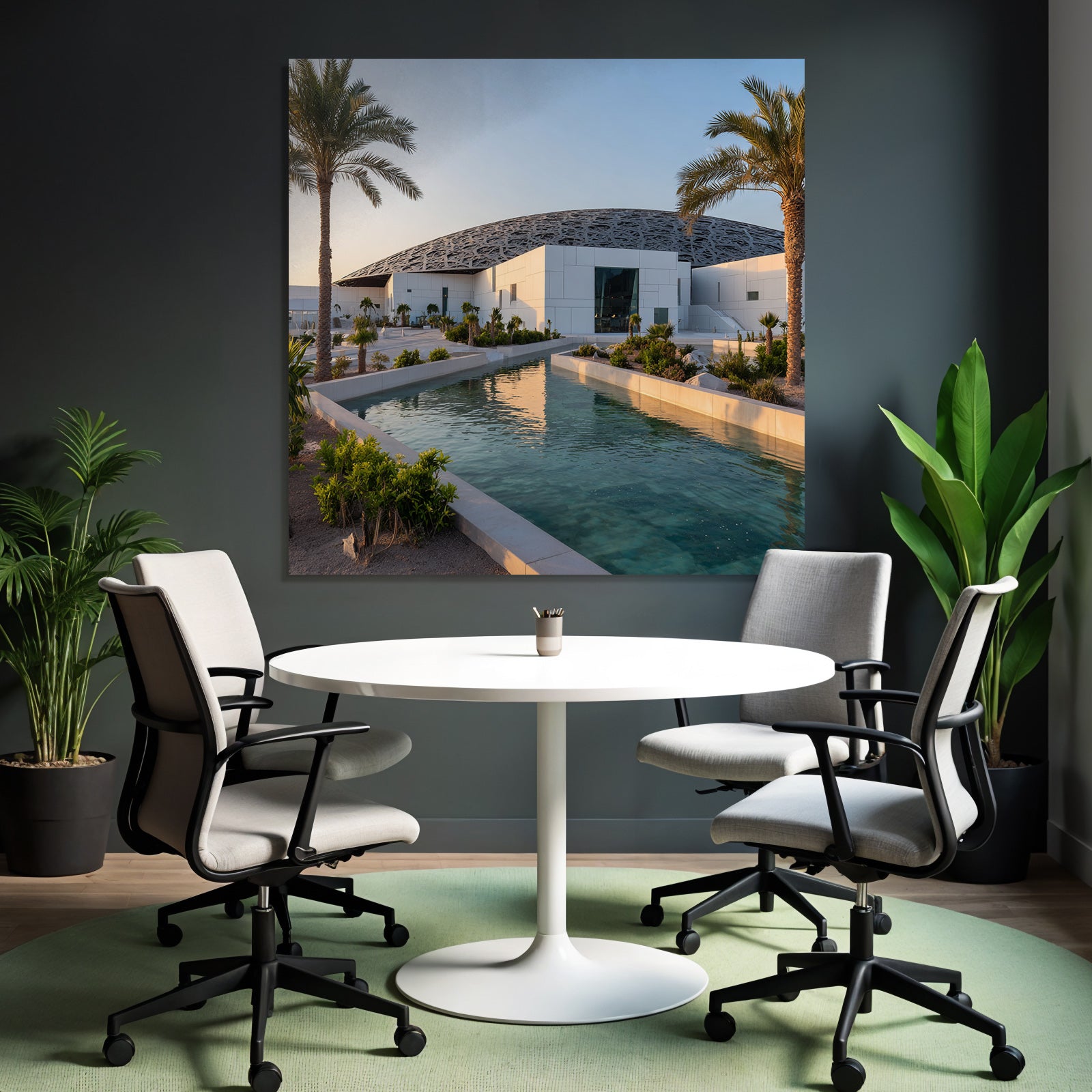 Moderne Louvre Abu Dhabi Modernes Design Dome Muster Wasserkanal Landschaft