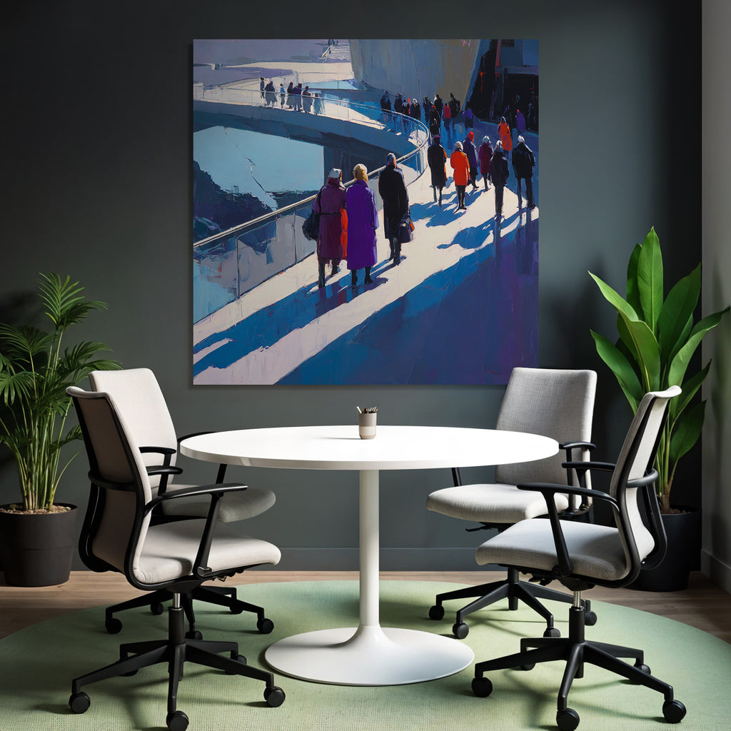Moderne Modern Stadtleben Bunte Menschen Crowd Walkway
