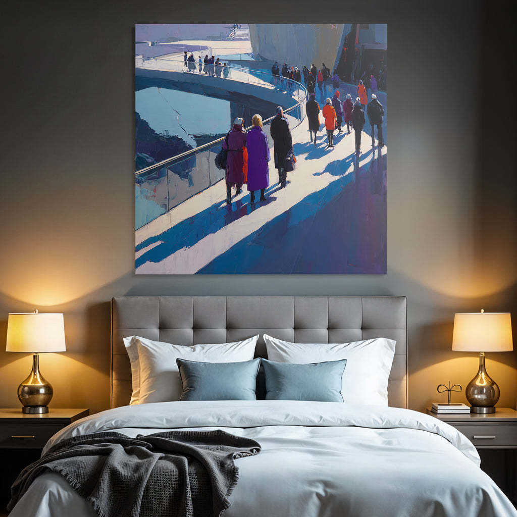 Moderne Modern Stadtleben Bunte Menschen Crowd Walkway