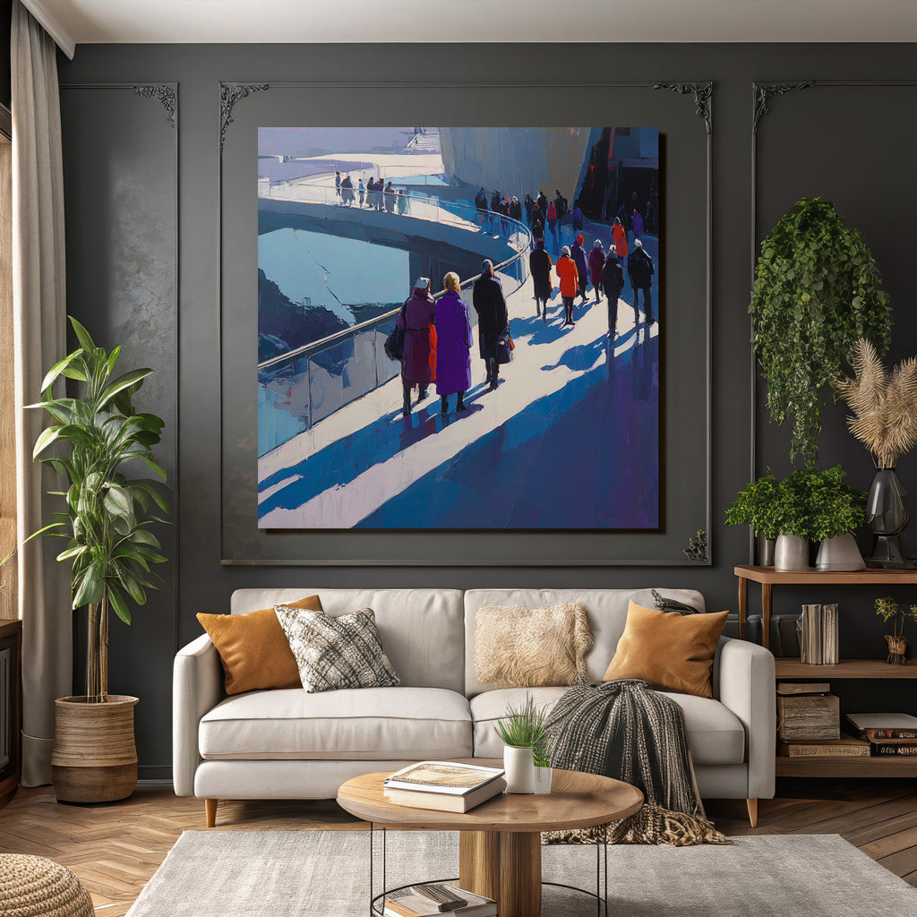 Moderne Modern Stadtleben Bunte Menschen Crowd Walkway