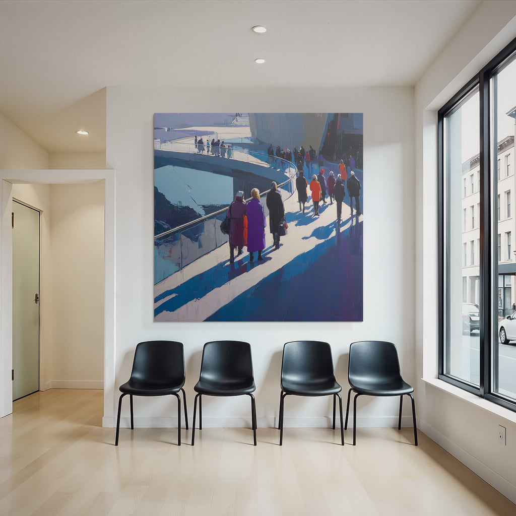 Moderne Modern Stadtleben Bunte Menschen Crowd Walkway
