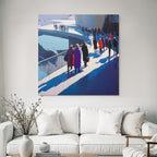 Moderne Modern Stadtleben Bunte Menschen Crowd Walkway