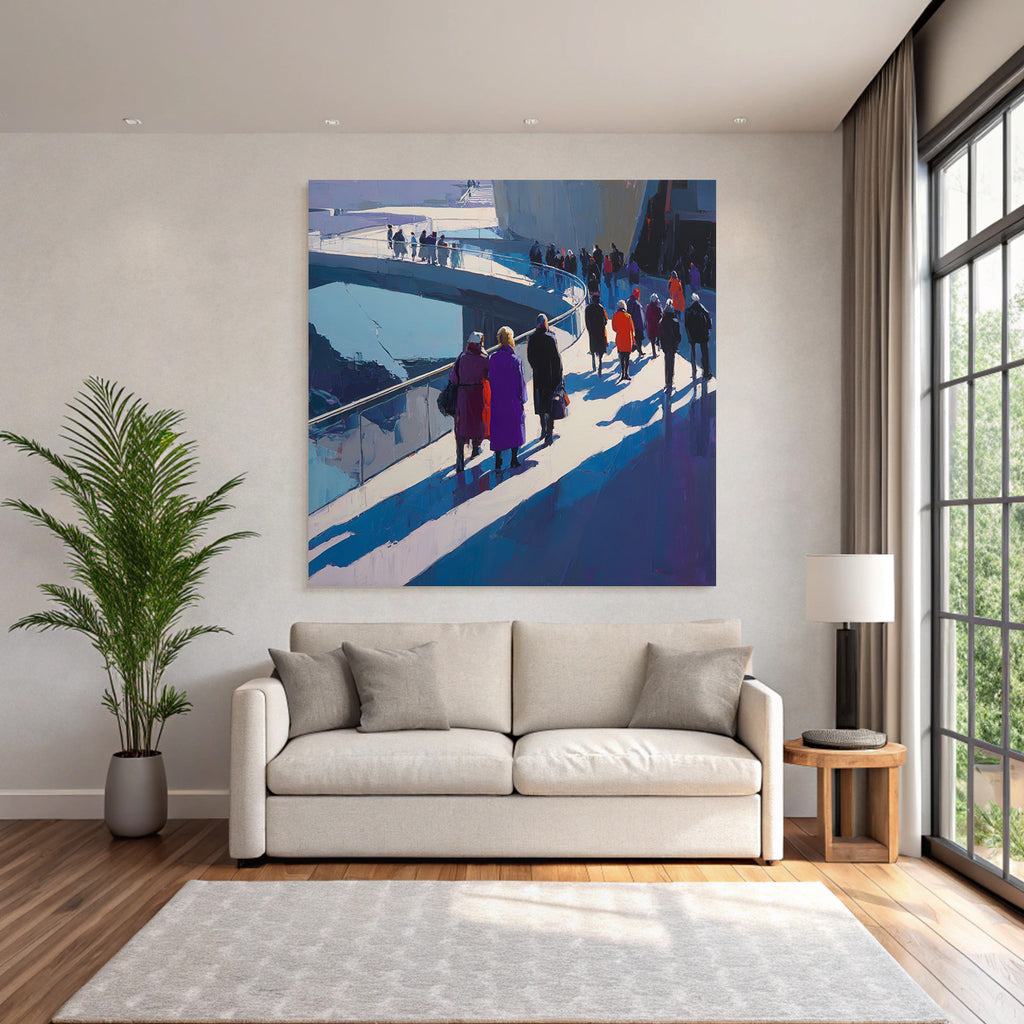 Moderne Modern Stadtleben Bunte Menschen Crowd Walkway