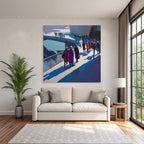 Moderne Modern Stadtleben Bunte Menschen Crowd Walkway
