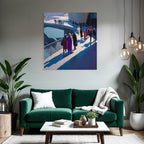 Moderne Modern Stadtleben Bunte Menschen Crowd Walkway