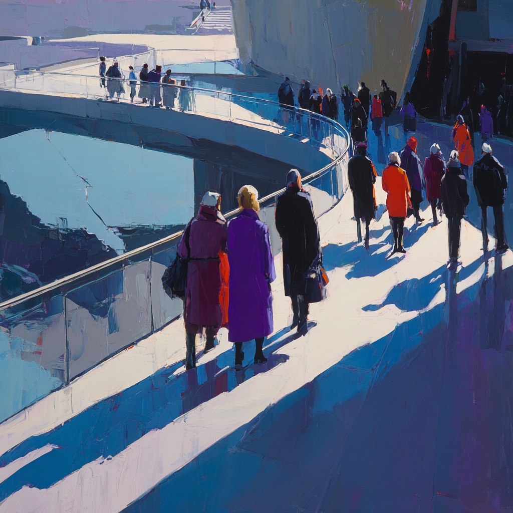 Moderne Modern Stadtleben Bunte Menschen Crowd Walkway | Moderne Architektur | Architektur