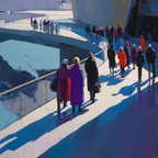 Moderne Modern Stadtleben Bunte Menschen Crowd Walkway | Moderne Architektur | Architektur