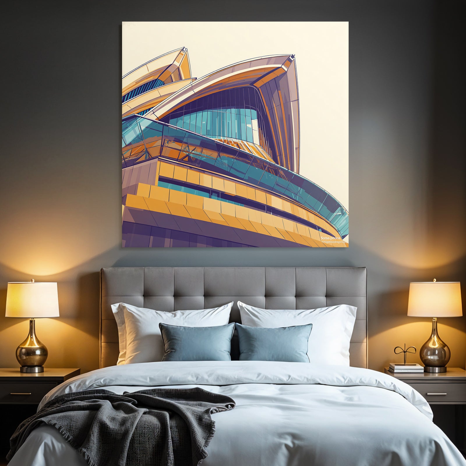 Moderne Moderne Abstraktes Design Gebäude Curved Shapes Glass Windows Farbige Elemente