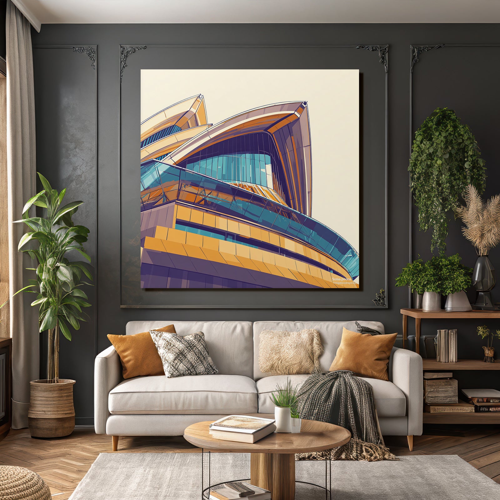 Moderne Moderne Abstraktes Design Gebäude Curved Shapes Glass Windows Farbige Elemente